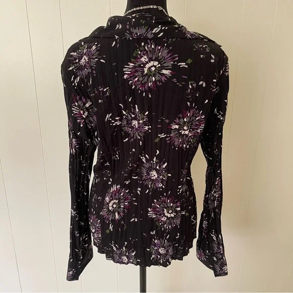 Y2k ruffle purple long sleeve floral top - Picture 4 of 6